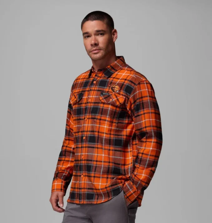 Men Collegiate Flare Gun™ Flannel Long Sleeve Shirt – Oregon State