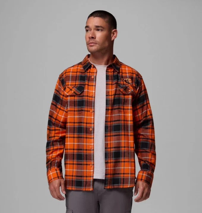 Men Collegiate Flare Gun™ Flannel Long Sleeve Shirt – Oregon State