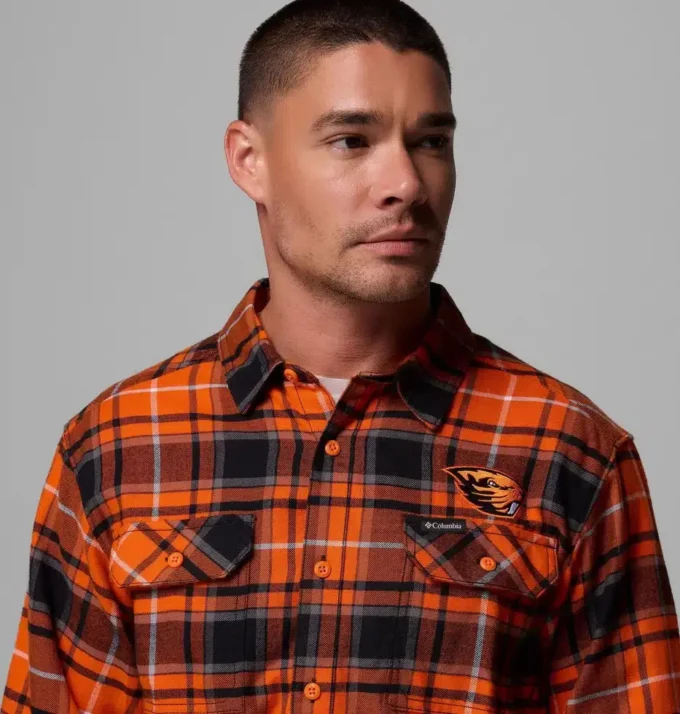 Men Collegiate Flare Gun™ Flannel Long Sleeve Shirt – Oregon State