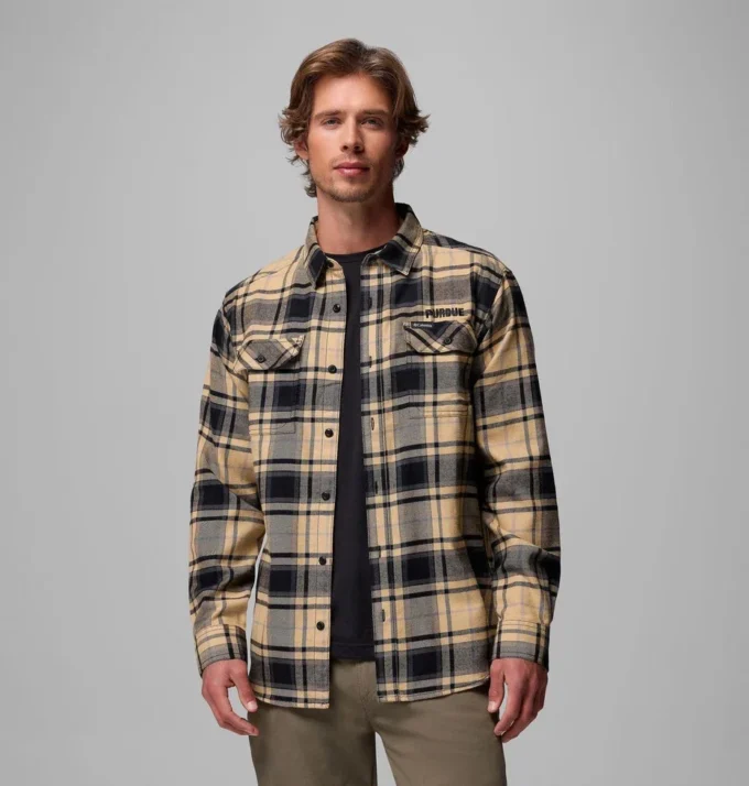Men Collegiate Flare Gun™ Flannel Long Sleeve Shirt – Purdue