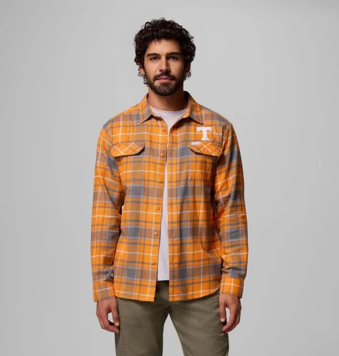 Men Collegiate Flare Gun™ Flannel Long Sleeve Shirt – Tennessee