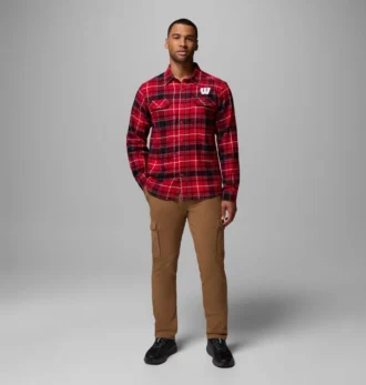 Men Collegiate Flare Gun™ Flannel Long Sleeve Shirt – Wisconsin