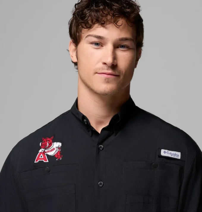 Men Collegiate PFG Tamiami™ Short Sleeve Shirt – Arkansas