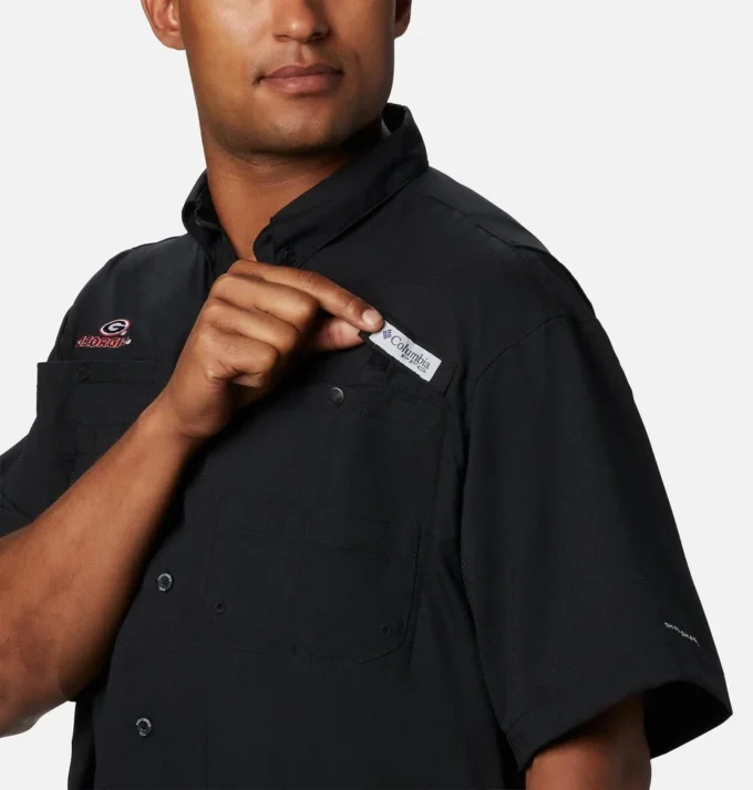 Men Collegiate PFG Tamiami™ Short Sleeve Shirt – Big – Georgia