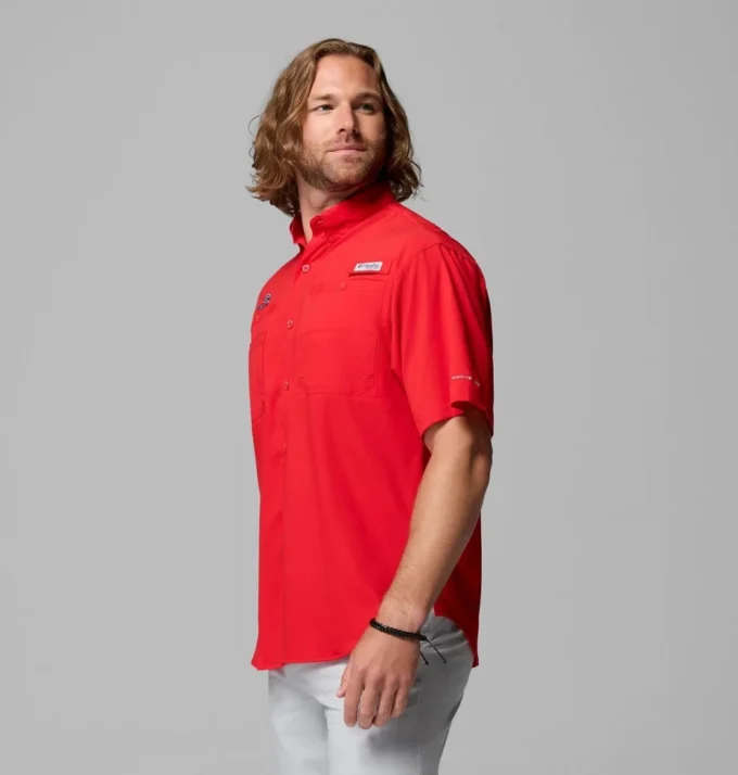 Men Collegiate PFG Tamiami™ Short Sleeve Shirt – Georgia