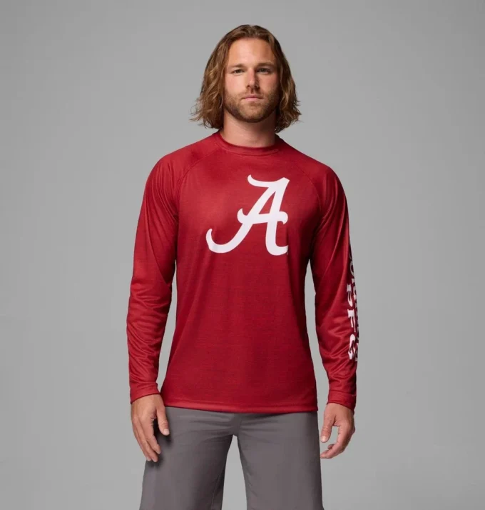 Men Collegiate PFG Terminal Tackle™ Heather Long Sleeve Shirt – Alabama