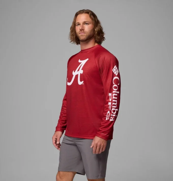 Men Collegiate PFG Terminal Tackle™ Heather Long Sleeve Shirt – Alabama