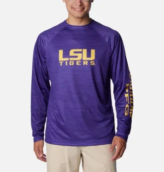 Men Collegiate PFG Terminal Tackle™ Heather Long Sleeve Shirt – LSU