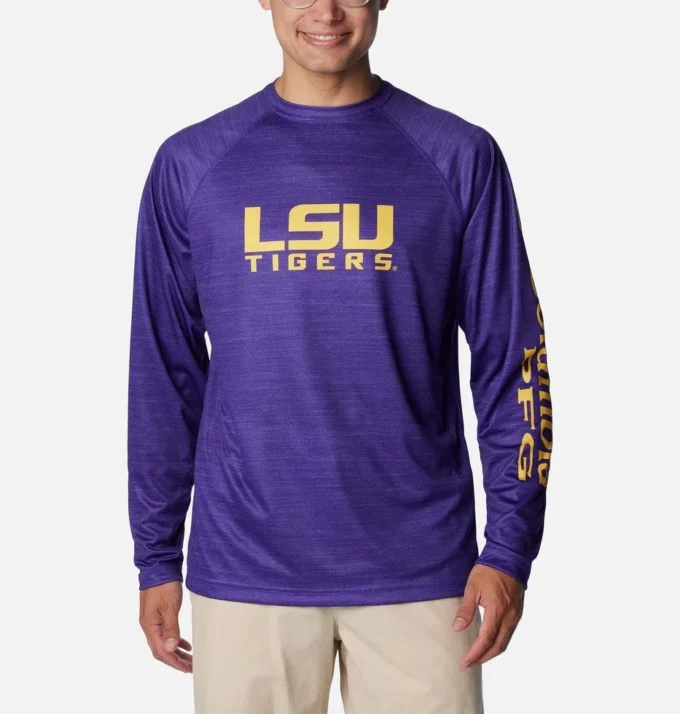 Men Collegiate PFG Terminal Tackle™ Heather Long Sleeve Shirt – LSU Men Collegiate PFG Terminal Tackle™ Heather Long Sleeve Shirt – LSU