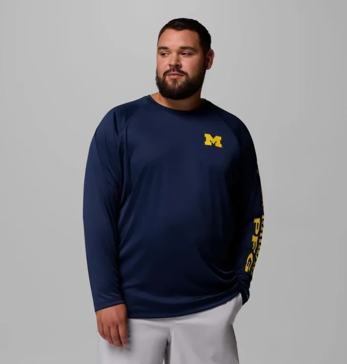 Men Collegiate PFG Terminal Tackle™ Long Sleeve Shirt – Big – Michigan Men Collegiate PFG Terminal Tackle™ Long Sleeve Shirt – Big – Michigan