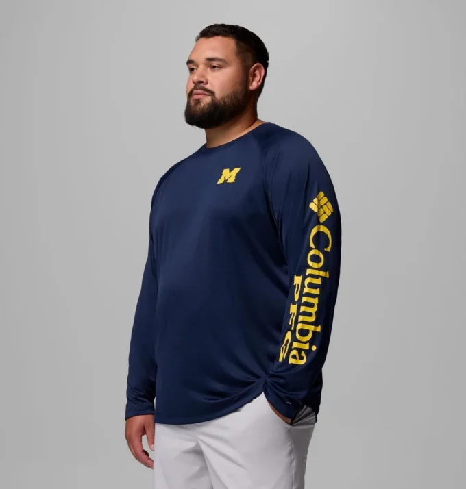 Men Collegiate PFG Terminal Tackle™ Long Sleeve Shirt – Big – Michigan Men Collegiate PFG Terminal Tackle™ Long Sleeve Shirt – Big – Michigan
