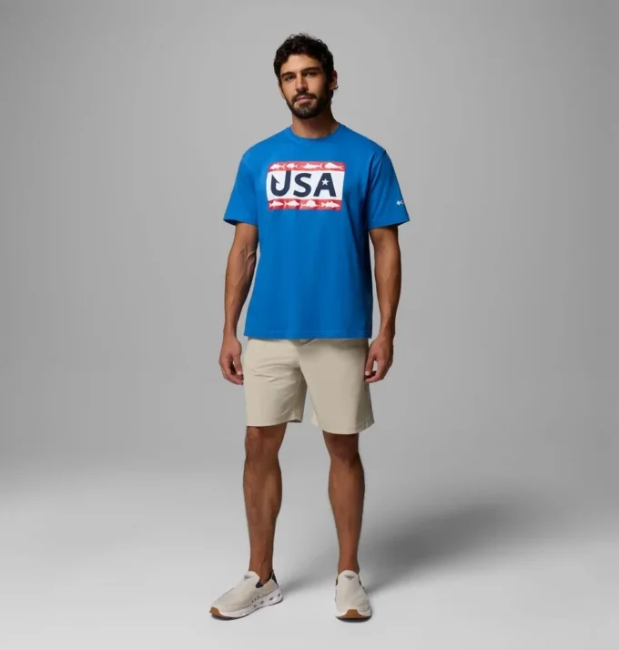 Men PFG™ Silver Bank Americana Hook Flag T-Shirt