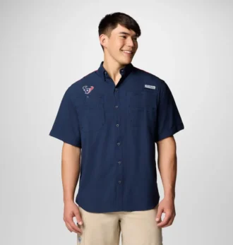 Men PFG Tamiami™ Colorblocked Short Sleeve Shirt – Houston Texans