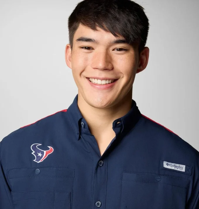 Men PFG Tamiami™ Colorblocked Short Sleeve Shirt – Houston Texans Men PFG Tamiami™ Colorblocked Short Sleeve Shirt – Houston Texans