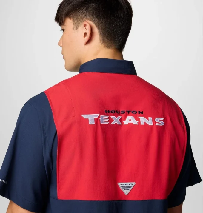 Men PFG Tamiami™ Colorblocked Short Sleeve Shirt – Houston Texans Men PFG Tamiami™ Colorblocked Short Sleeve Shirt – Houston Texans