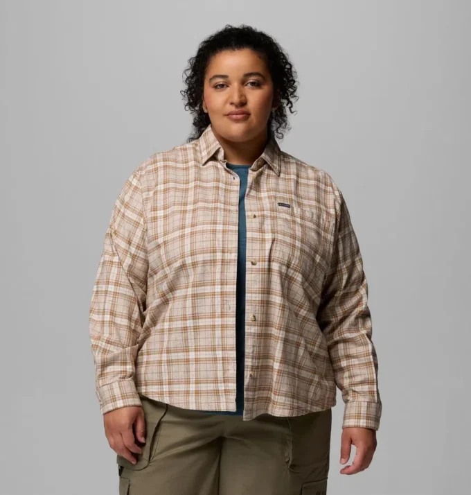 Women Blue Point Creek™ Woven Long Sleeve Shirt – Plus Size