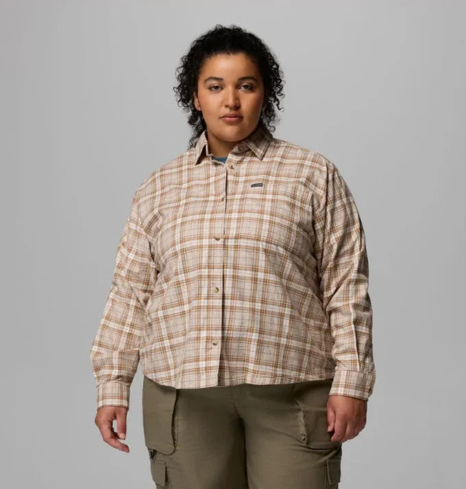 Women Blue Point Creek™ Woven Long Sleeve Shirt – Plus Size