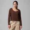 Women Brea Falls™ Grid Henley Long Sleeve Shirt Women Brea Falls™ Grid Henley Long Sleeve Shirt