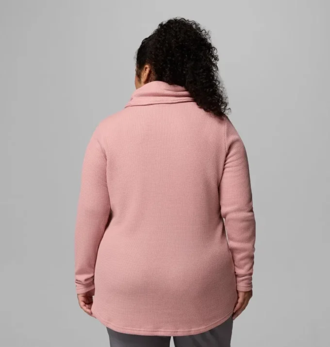 Women Holly Hideaway™ Waffle Cowl Neck Pullover – Plus Size