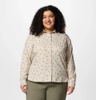 Women Silver Ridge™ Utility Patterned Long Sleeve Shirt – Plus Size