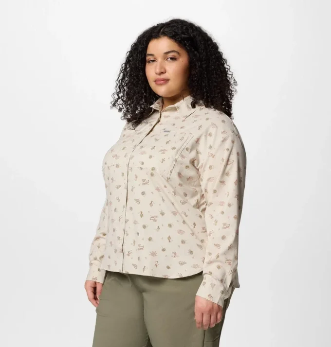 Women Silver Ridge™ Utility Patterned Long Sleeve Shirt – Plus Size Women Silver Ridge™ Utility Patterned Long Sleeve Shirt – Plus Size