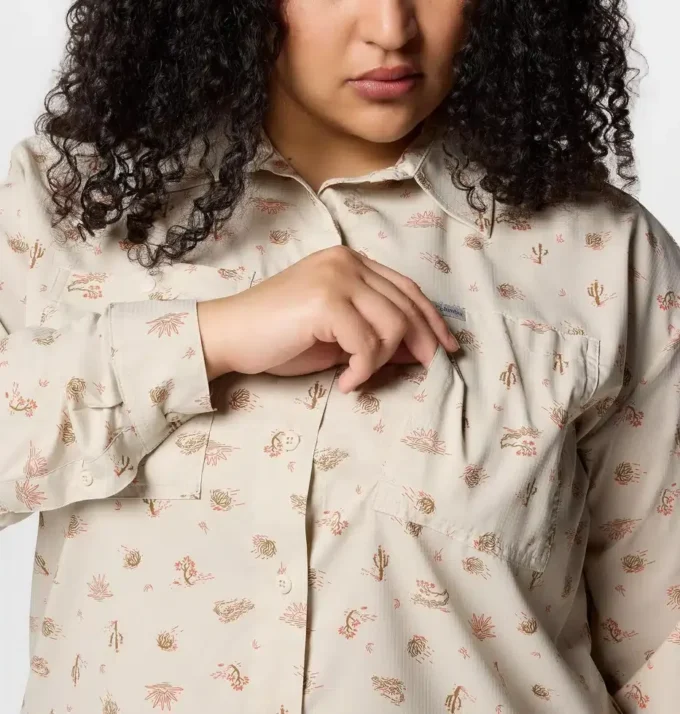 Women Silver Ridge™ Utility Patterned Long Sleeve Shirt – Plus Size Women Silver Ridge™ Utility Patterned Long Sleeve Shirt – Plus Size