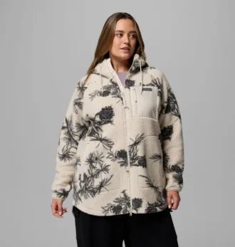 Women Winter Warmth™ Printed Full Zip Hoodie – Plus Size