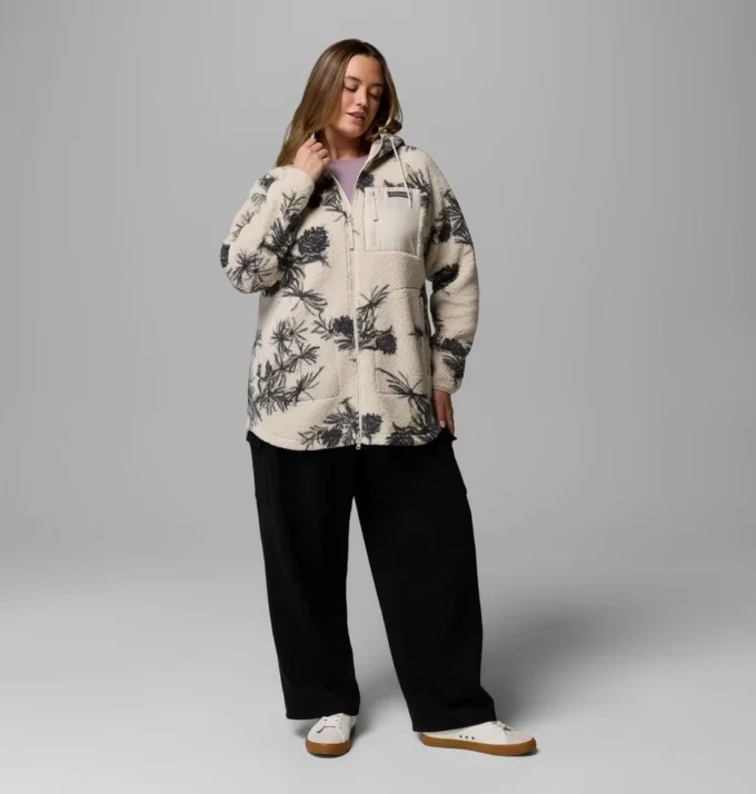 Women Winter Warmth™ Printed Full Zip Hoodie – Plus Size