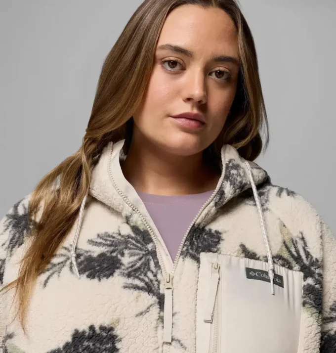 Women Winter Warmth™ Printed Full Zip Hoodie – Plus Size